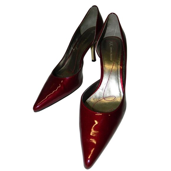 Anne Klein Womens Red Patent Leather Pointed Toe Heels Size 8M Low 3" Heel - Picture 1 of 15